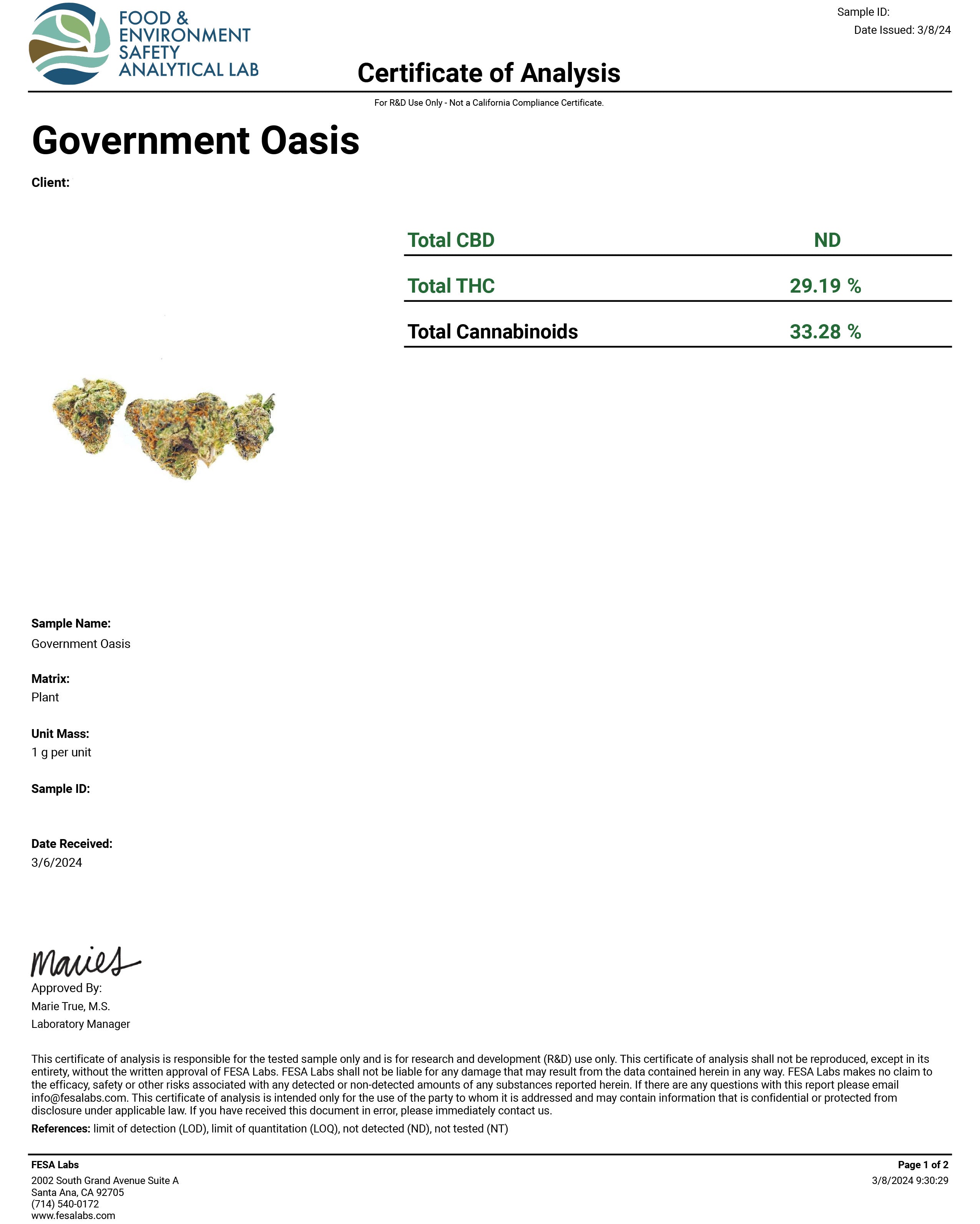 Government Oasis- 29.1%- Exotic Flower