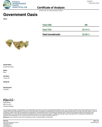 Government Oasis- 29.1%- Exotic Flower