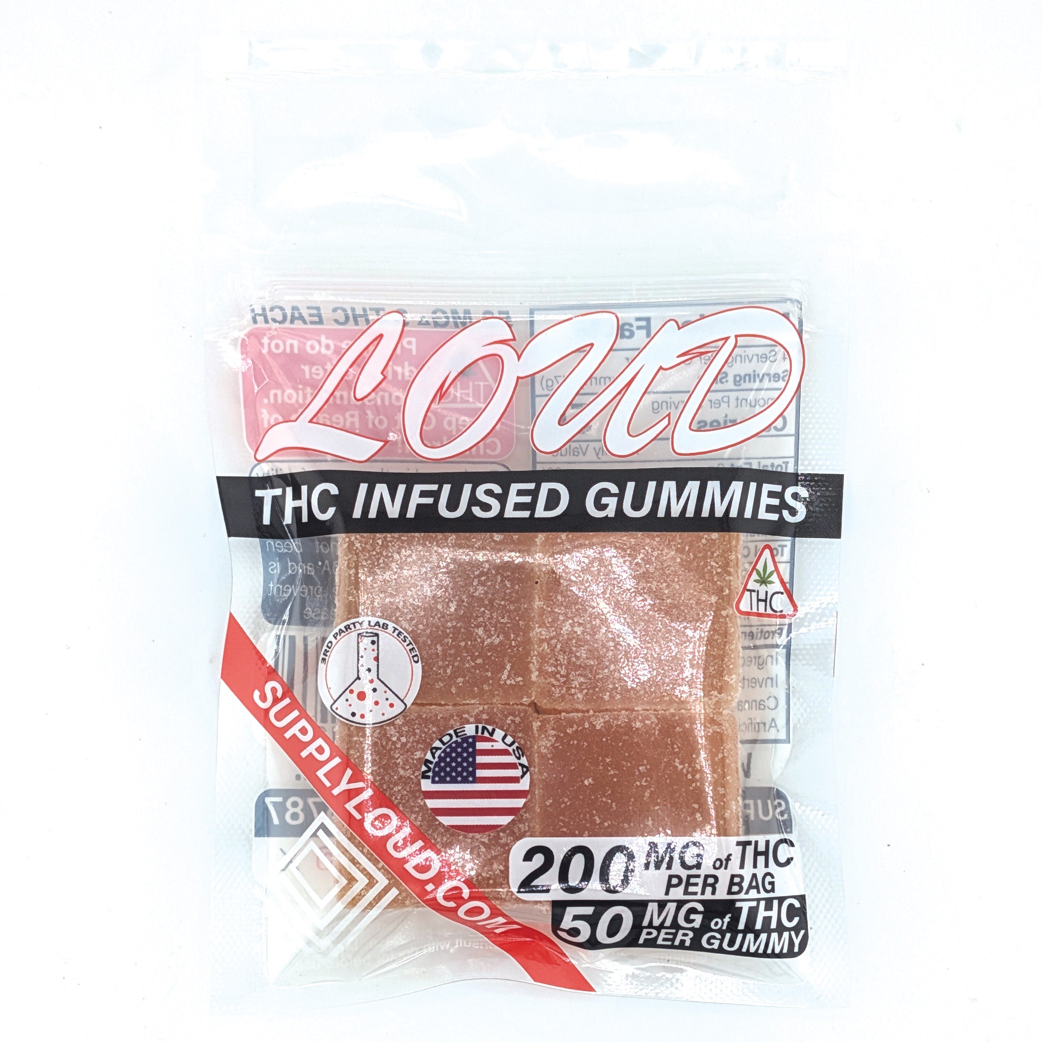 THC Infused Gummy Squares- 50mg Each, 200mg bag