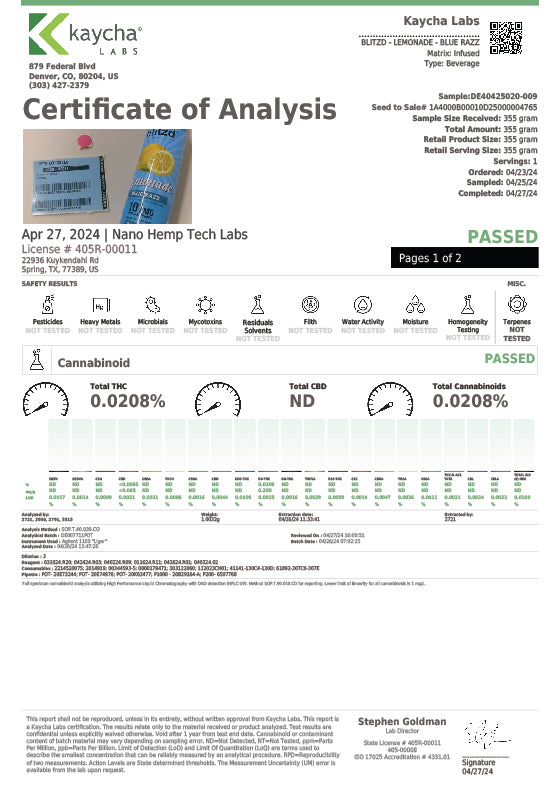 Blitz THC Lemonade- Blue Blitz