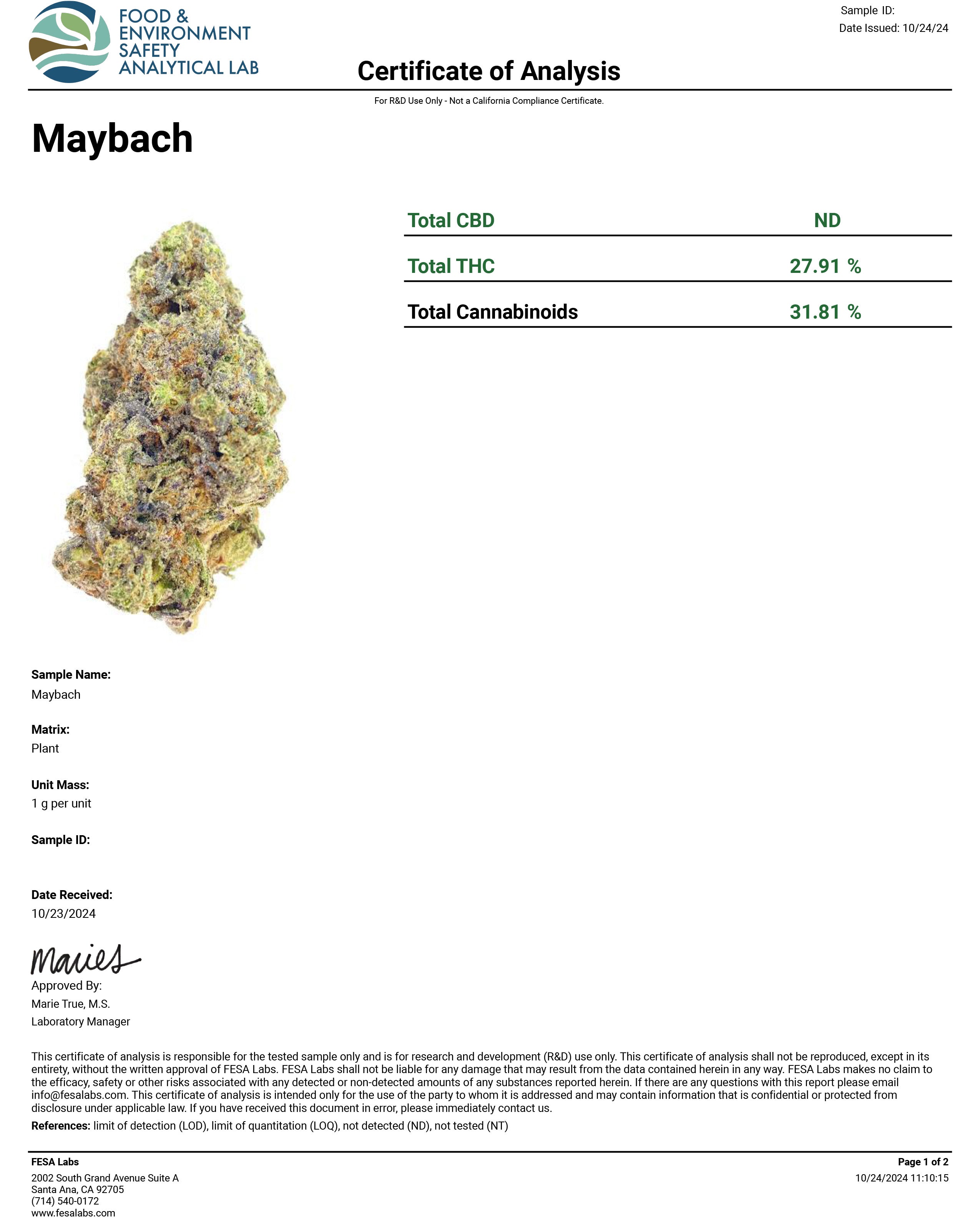 Maybach- 27.91%-  Exotic Flower