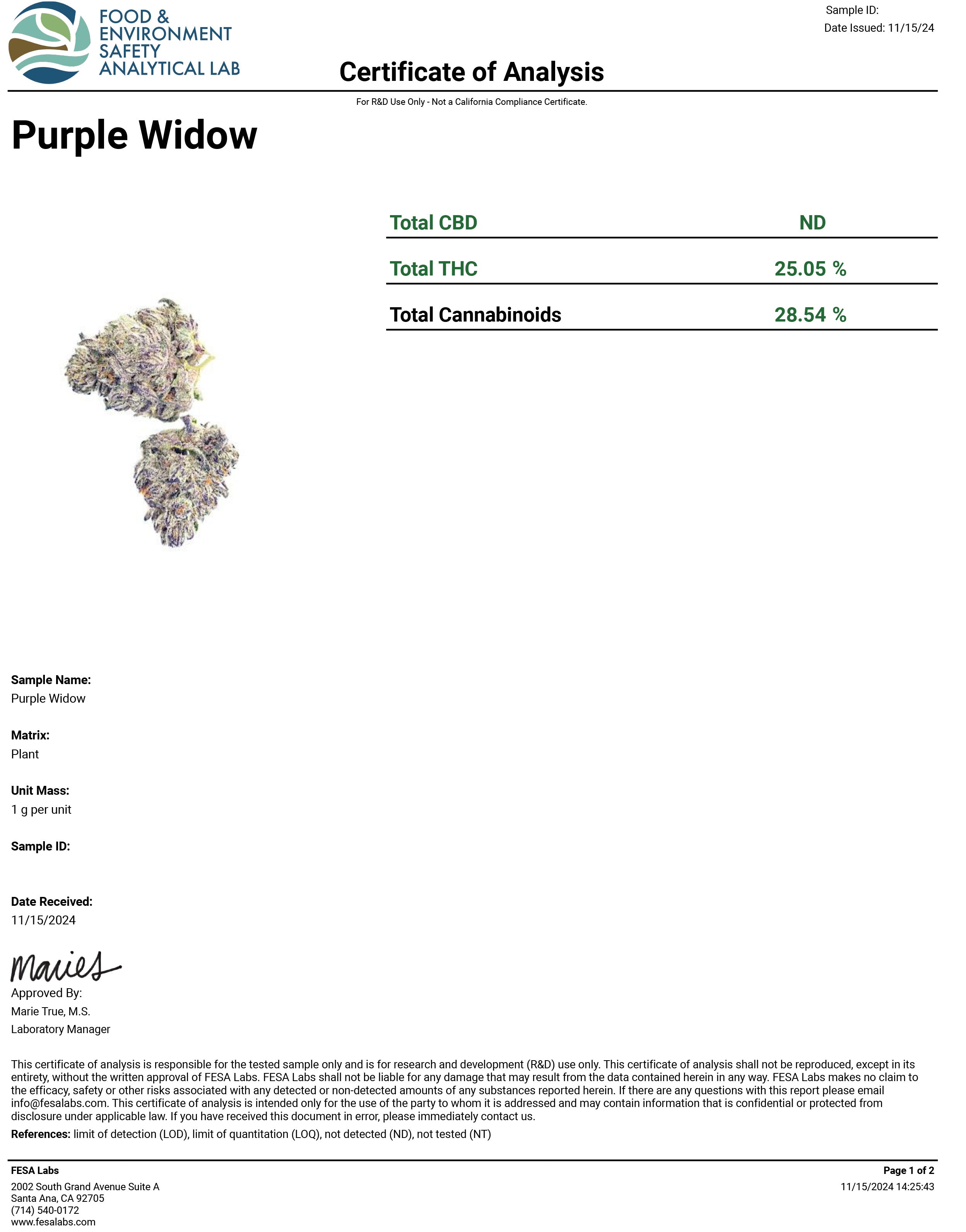 Purple Widow- 25.05%- Exotic Flower