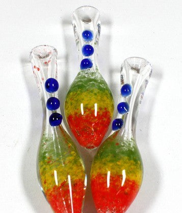 3.5" Rasta  Frit Color Chillum with beads